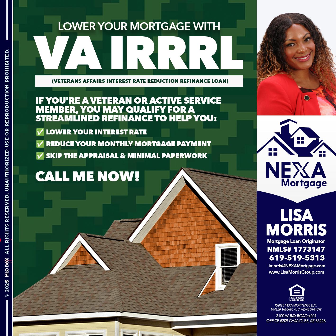 VA IRRRL - Lisa Morris -Mortgage Loan Officer