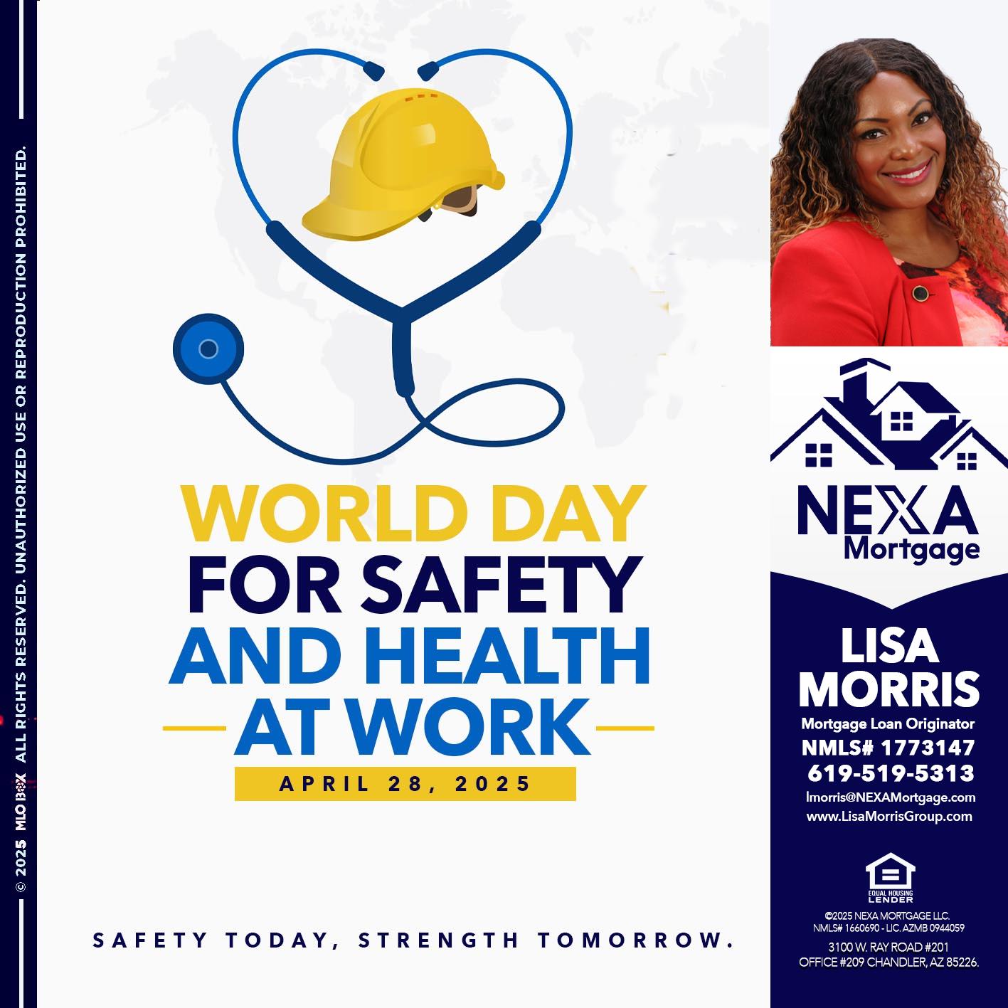 WORLD DAY SAFETY AND HEALTH - Lisa Morris -Mortgage Loan Officer