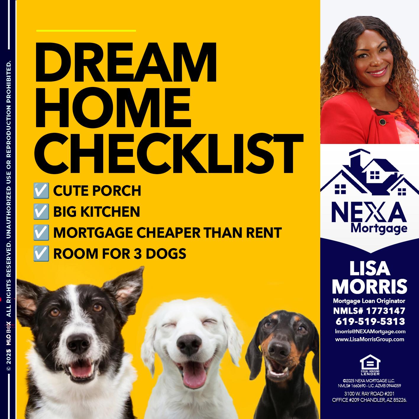 DREAM HOME CHEK LIST - Lisa Morris -Mortgage Loan Officer