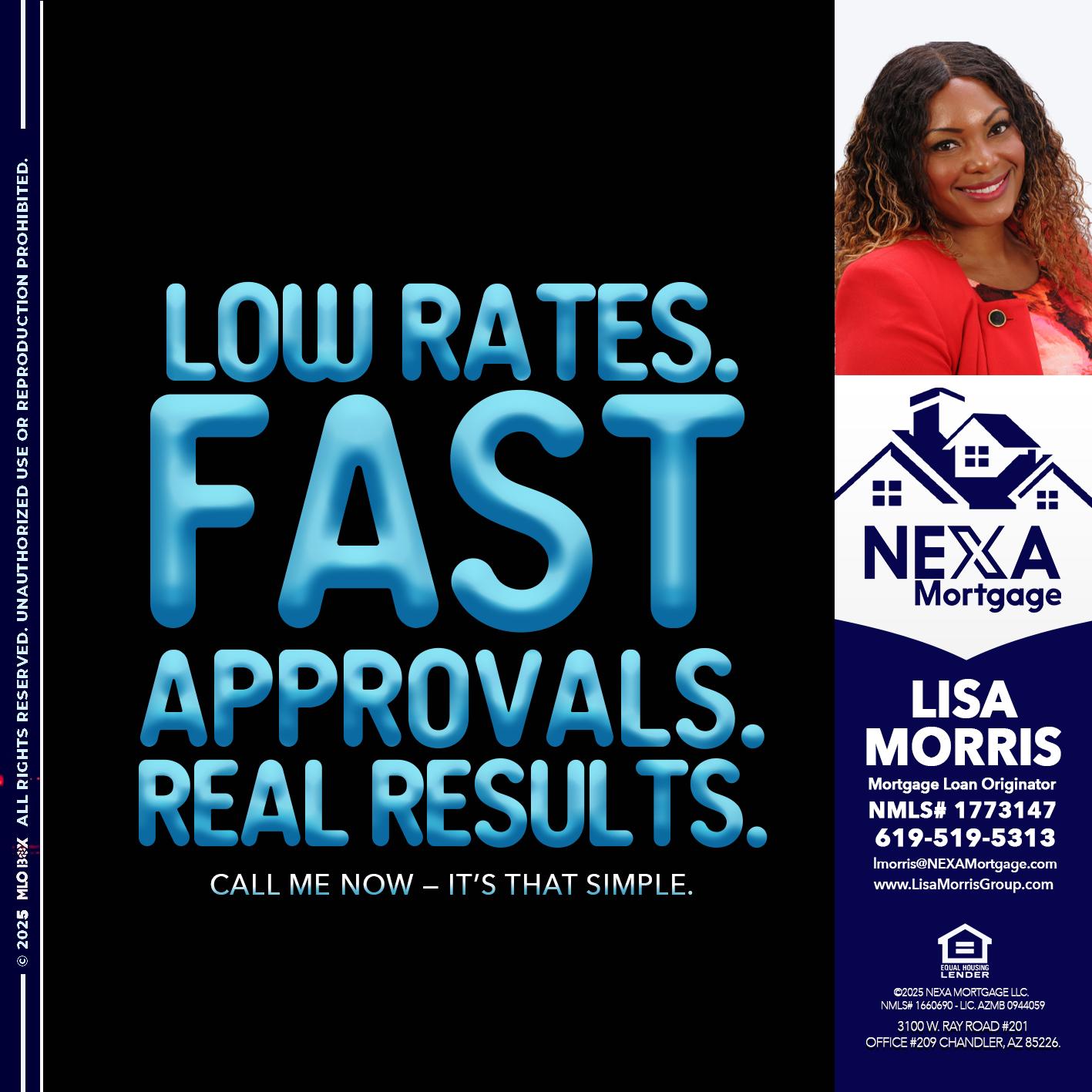 LOW RATES - Lisa Morris -Mortgage Loan Officer