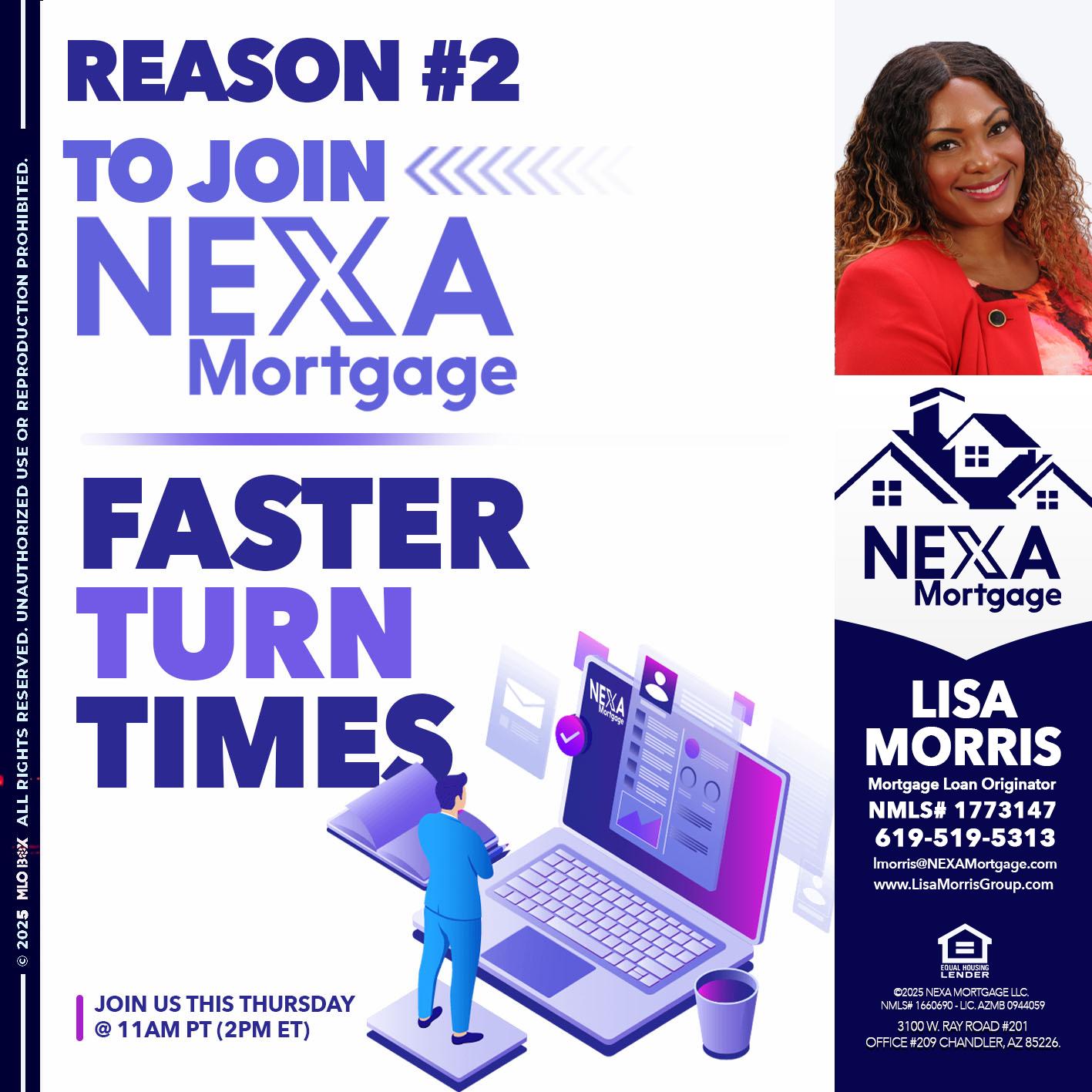 REASON 2 - Lisa Morris -Mortgage Loan Officer
