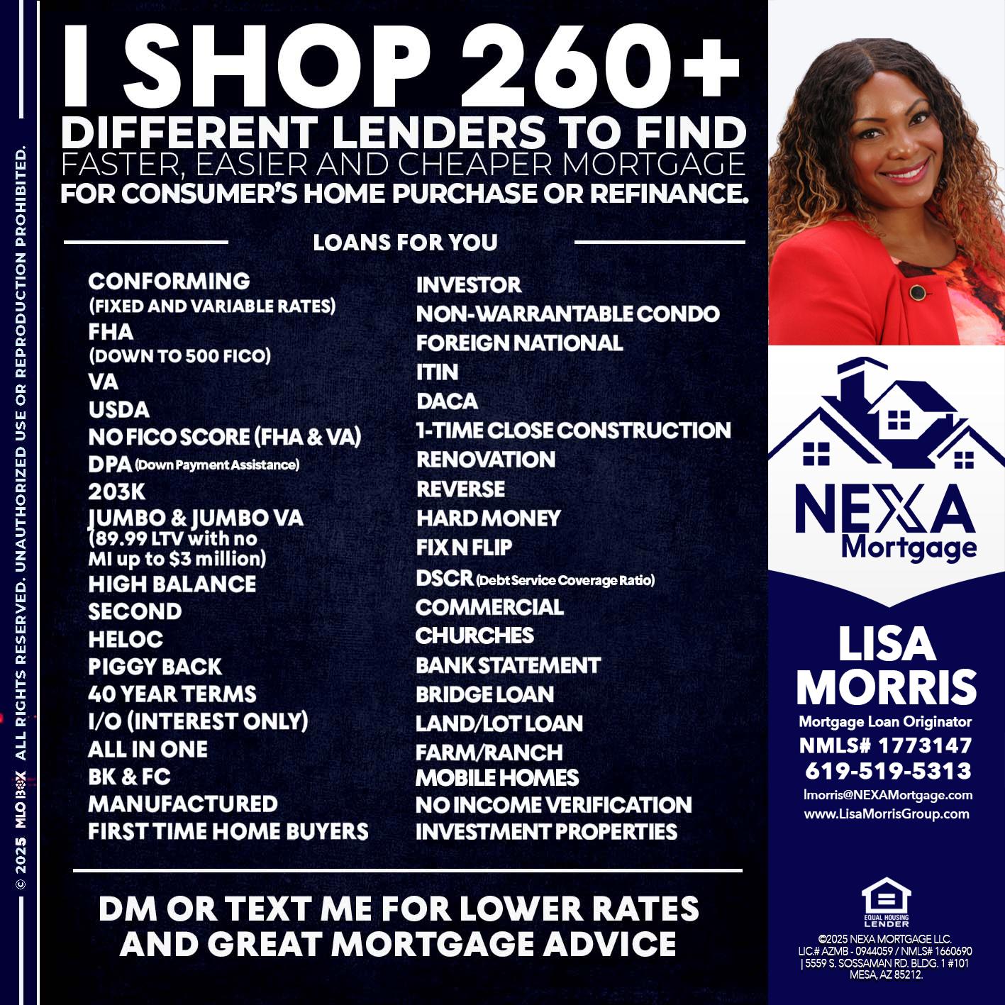 I SHOP +260 - Lisa Morris -Mortgage Loan Officer