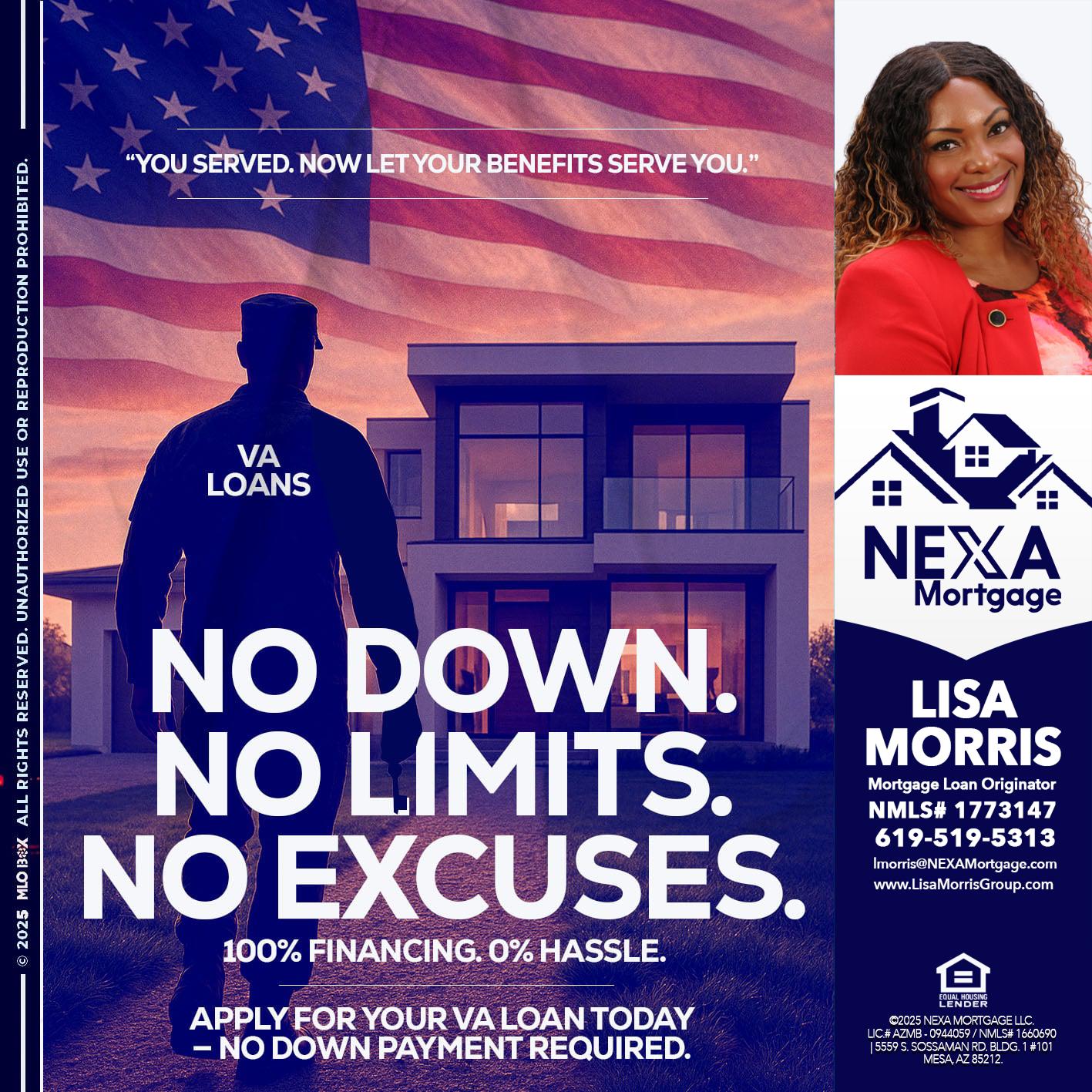 NO DOWN. NO LIMIT. - Lisa Morris -Mortgage Loan Officer