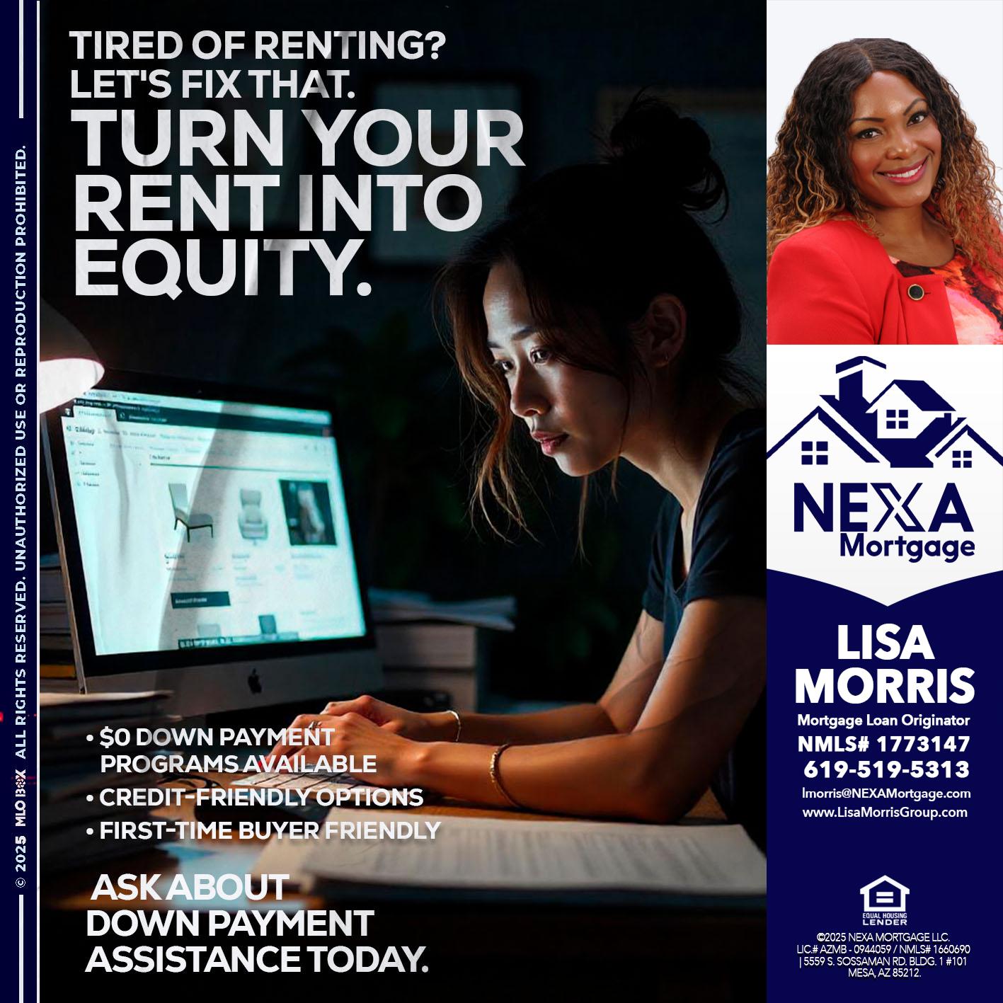 tired of renting? - Lisa Morris -Mortgage Loan Officer