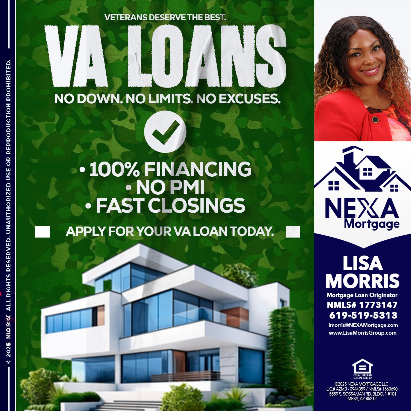 VA LOANS - Lisa Morris -Mortgage Loan Officer