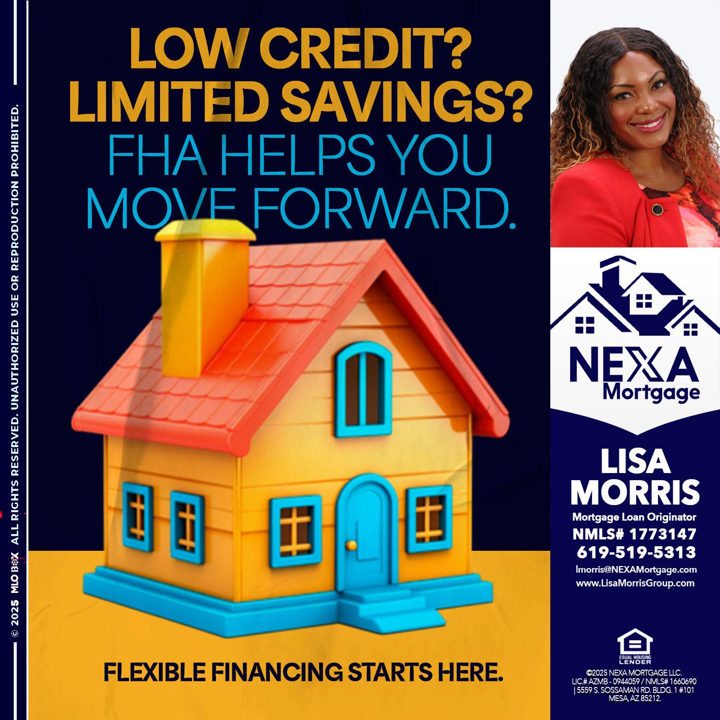 LOW CREDIT? - Lisa Morris -Mortgage Loan Officer