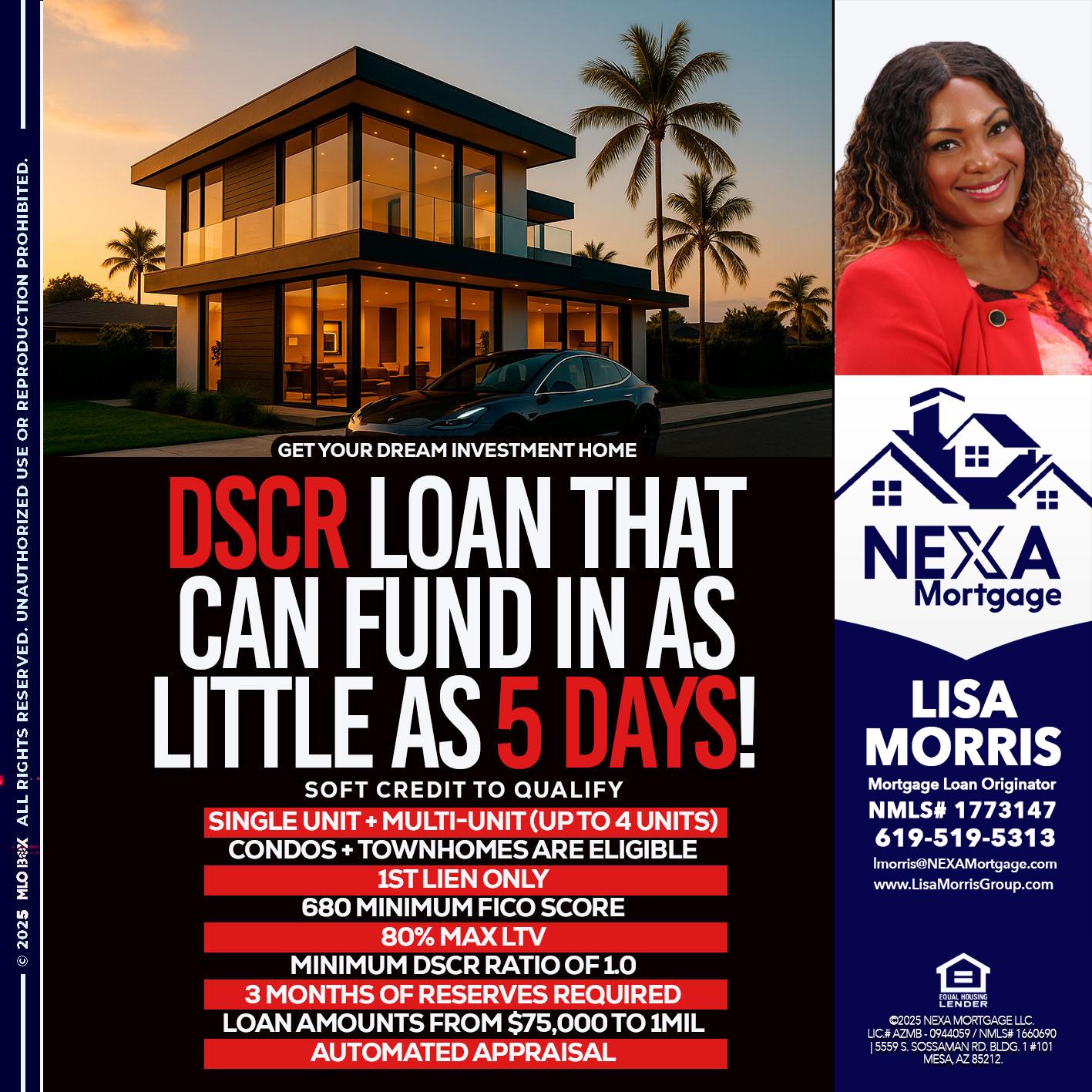 DSCR LOAN - Lisa Morris -Mortgage Loan Officer