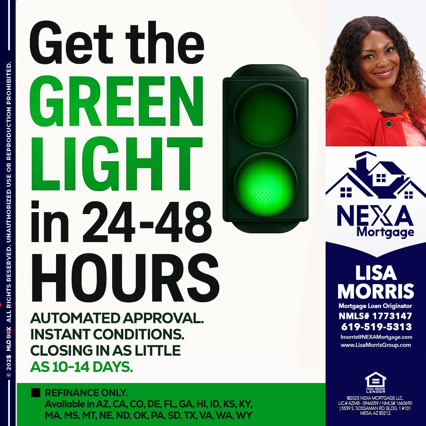 GET THE GREEN LIGHT - Lisa Morris -Mortgage Loan Officer