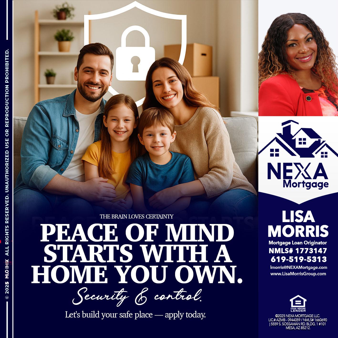 peace of mind - Lisa Morris -Mortgage Loan Officer
