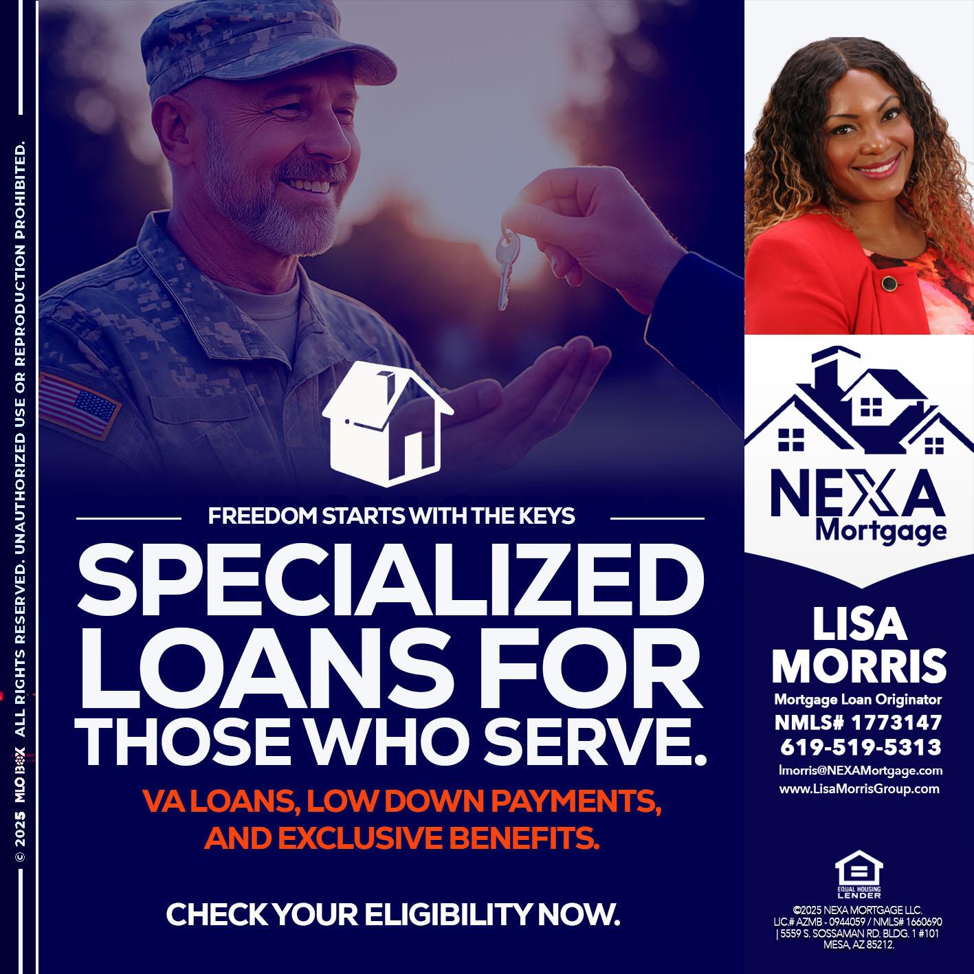 SPECIALIZED LOANS - Lisa Morris -Mortgage Loan Officer