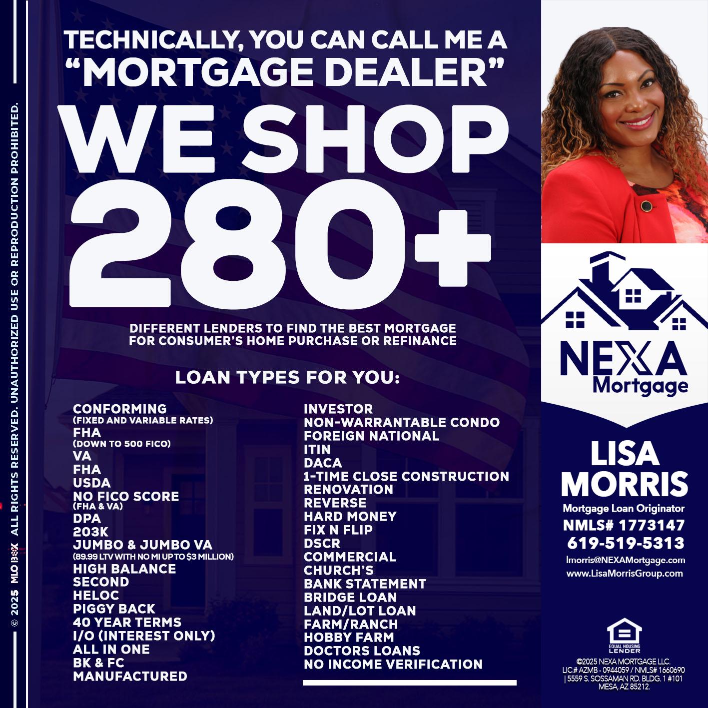 WE SHOP 280 + - Lisa Morris -Mortgage Loan Officer