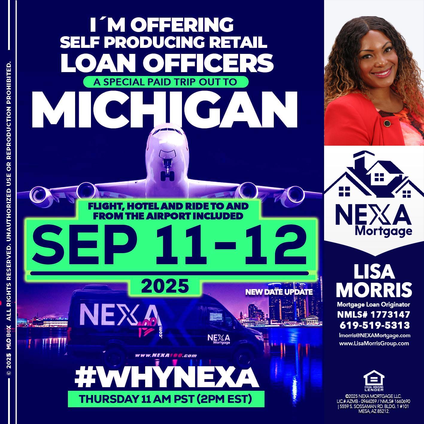 michigan sep 11-12 - Lisa Morris -Mortgage Loan Officer