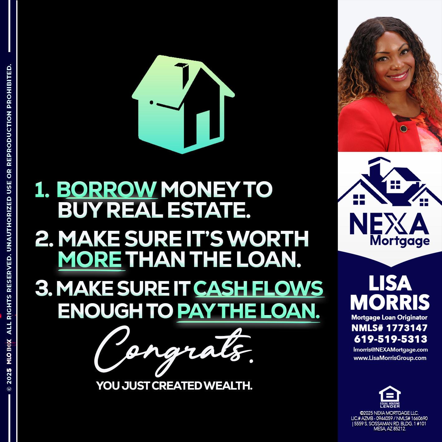 BORROW MONEY - Lisa Morris -Mortgage Loan Officer