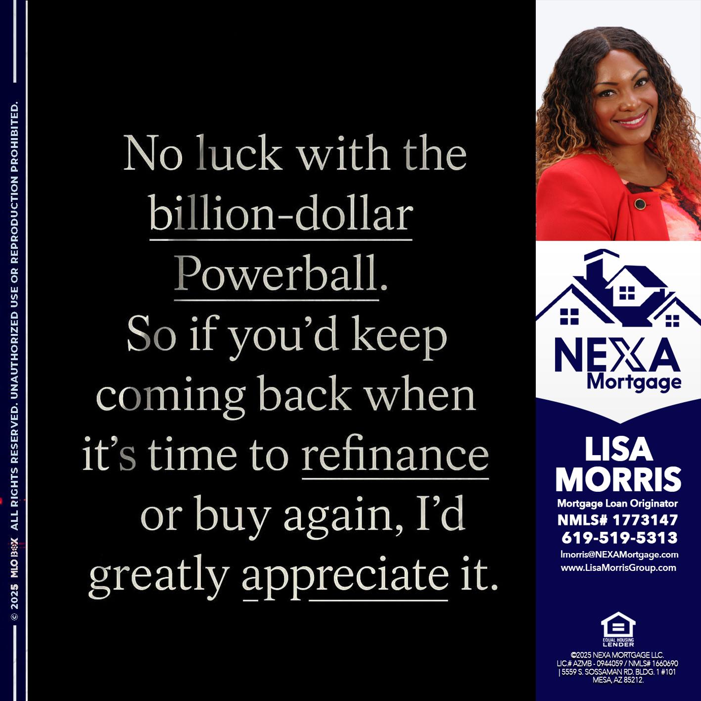 NO LUCK WITH - Lisa Morris -Mortgage Loan Officer