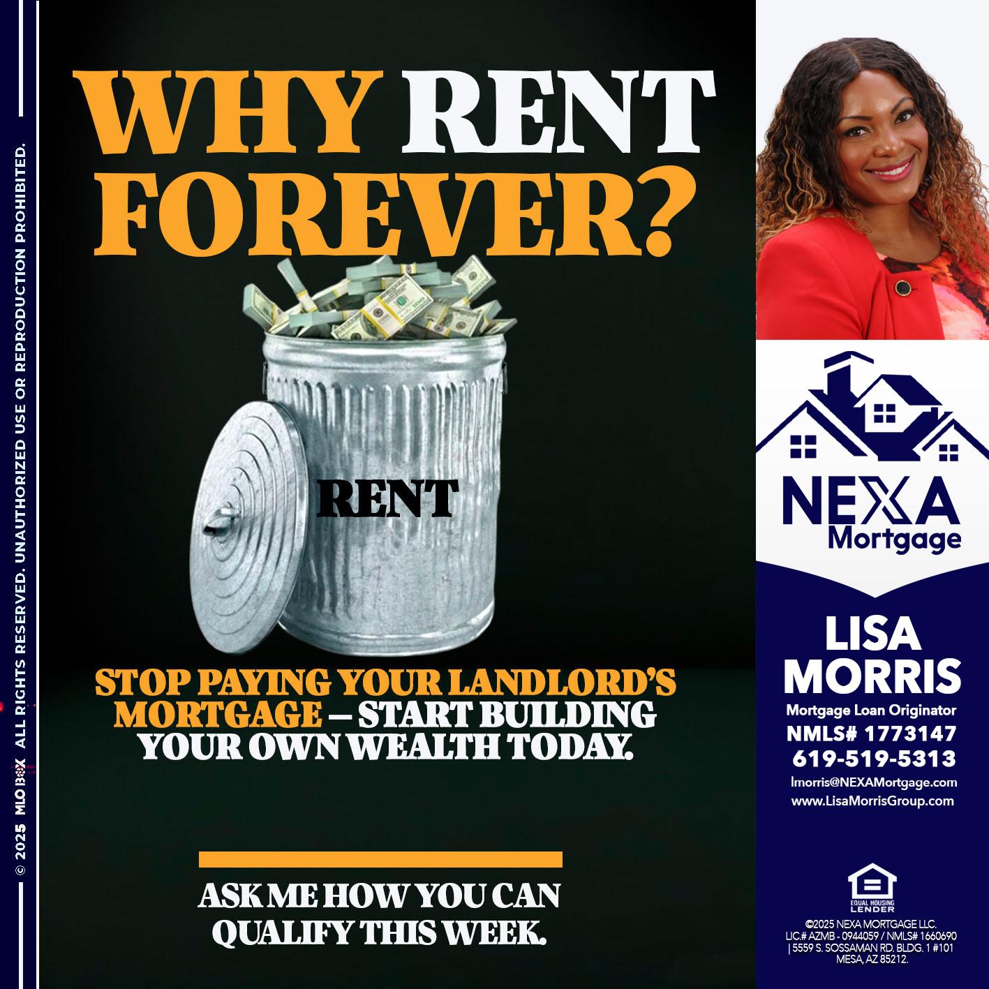 why rent? - Lisa Morris -Mortgage Loan Officer