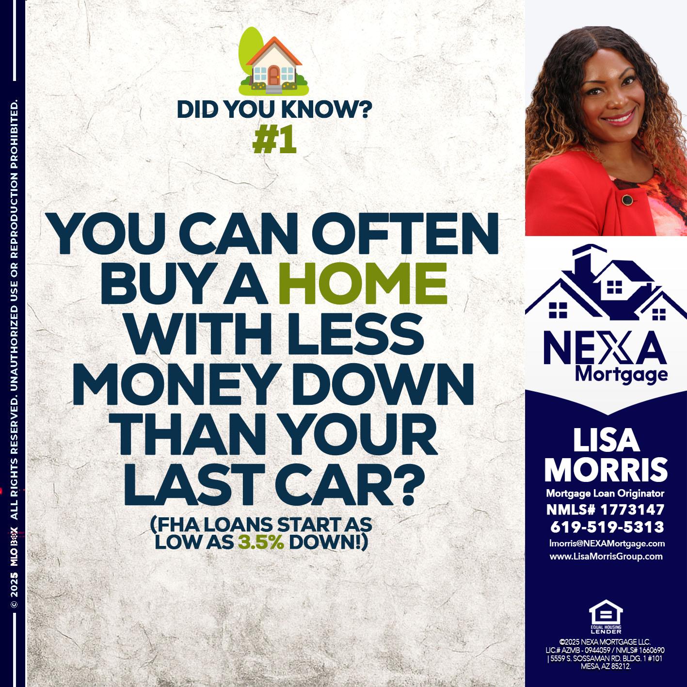 DID YOU KNOW #1 - Lisa Morris -Mortgage Loan Officer