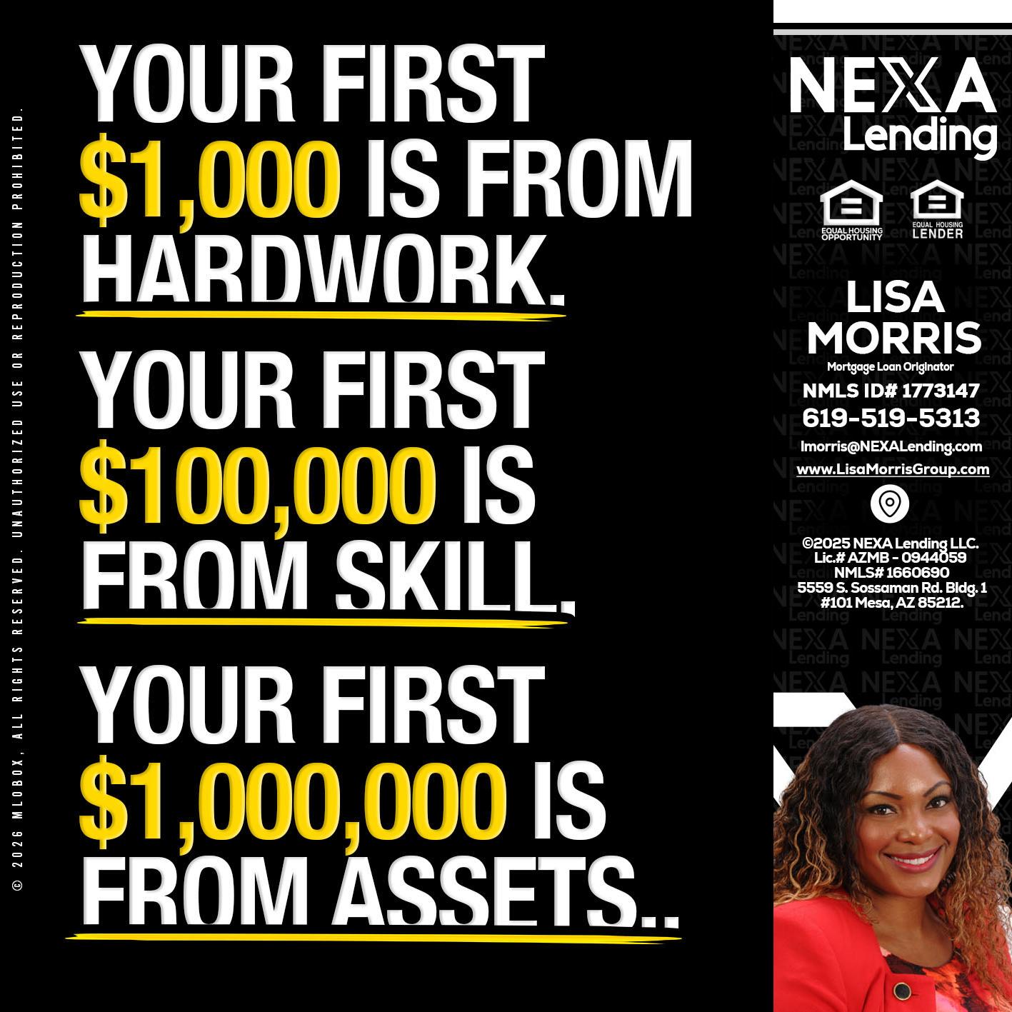 YOUR FIRST $1000 - Lisa Morris -Mortgage Loan Officer