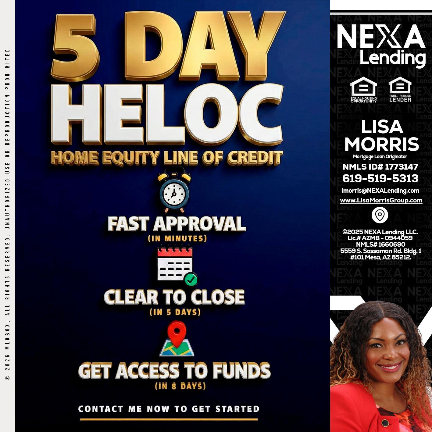 5 day hello - Lisa Morris -Mortgage Loan Officer