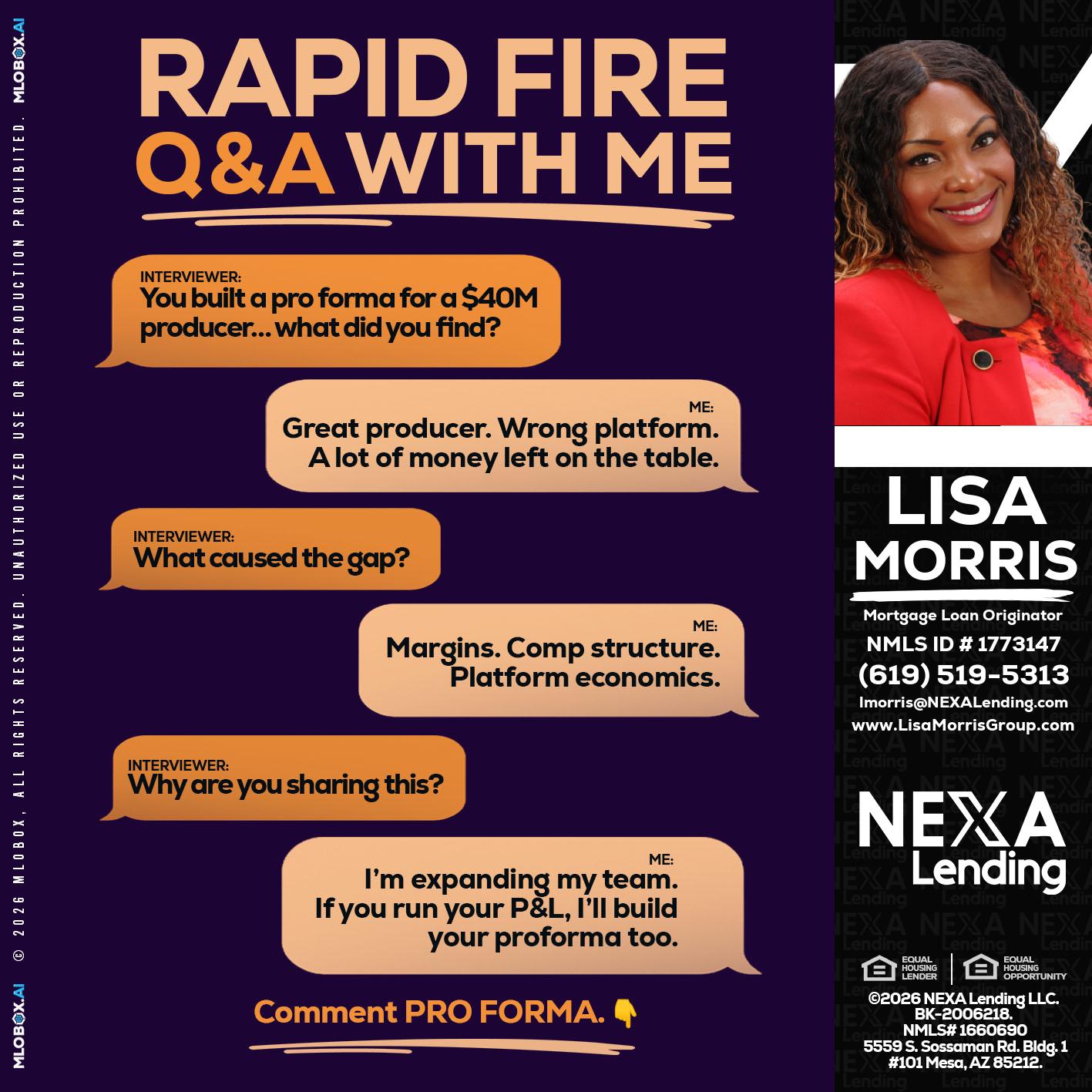 RAPID FIRE - Lisa Morris -Mortgage Loan Officer