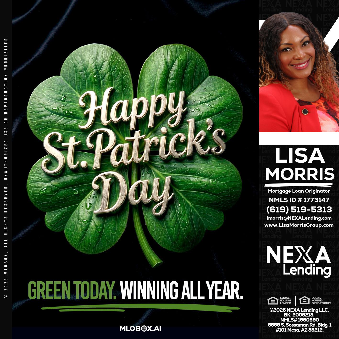 happy st. Patricks day - Lisa Morris -Mortgage Loan Officer