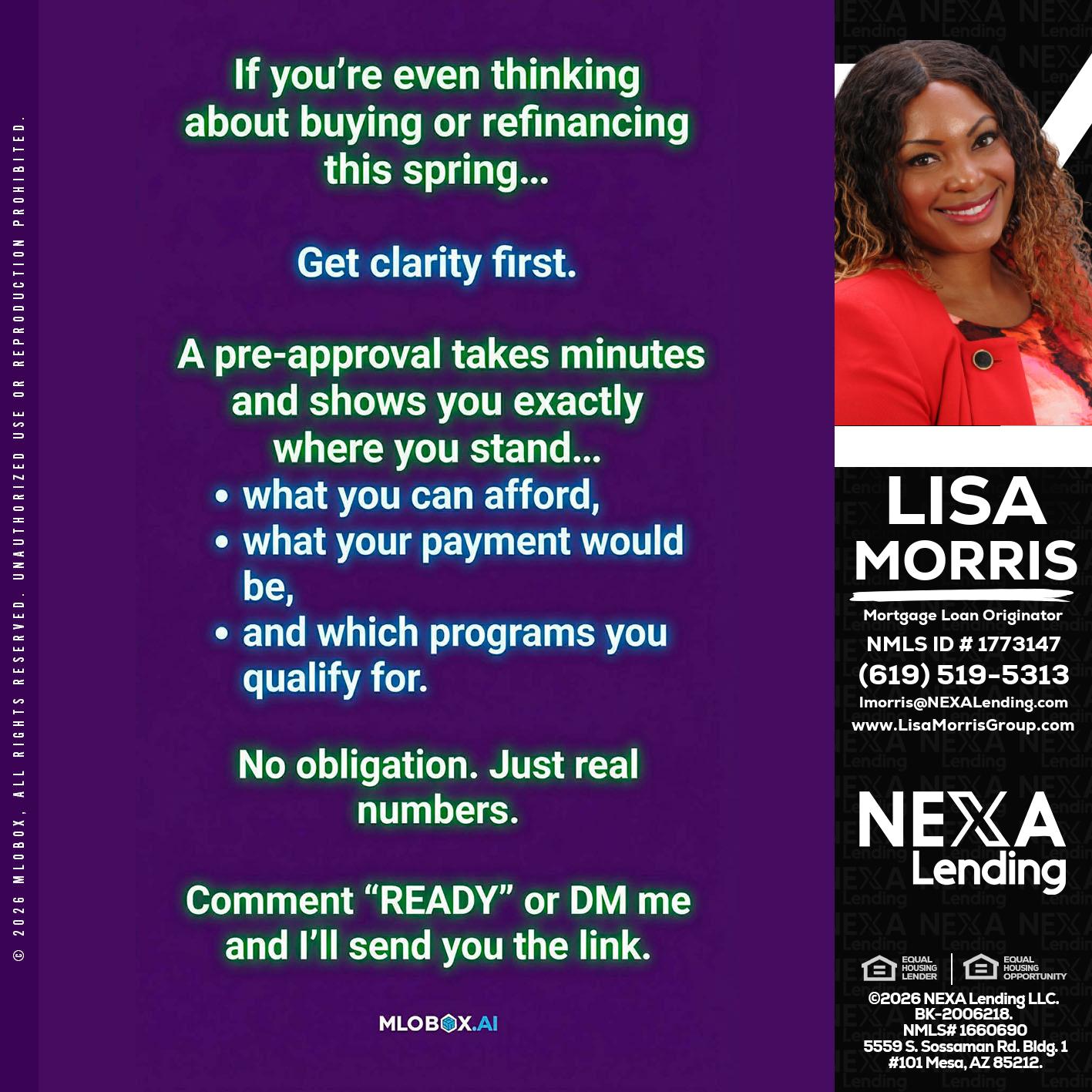 IF YOU THINKING - Lisa Morris -Mortgage Loan Officer