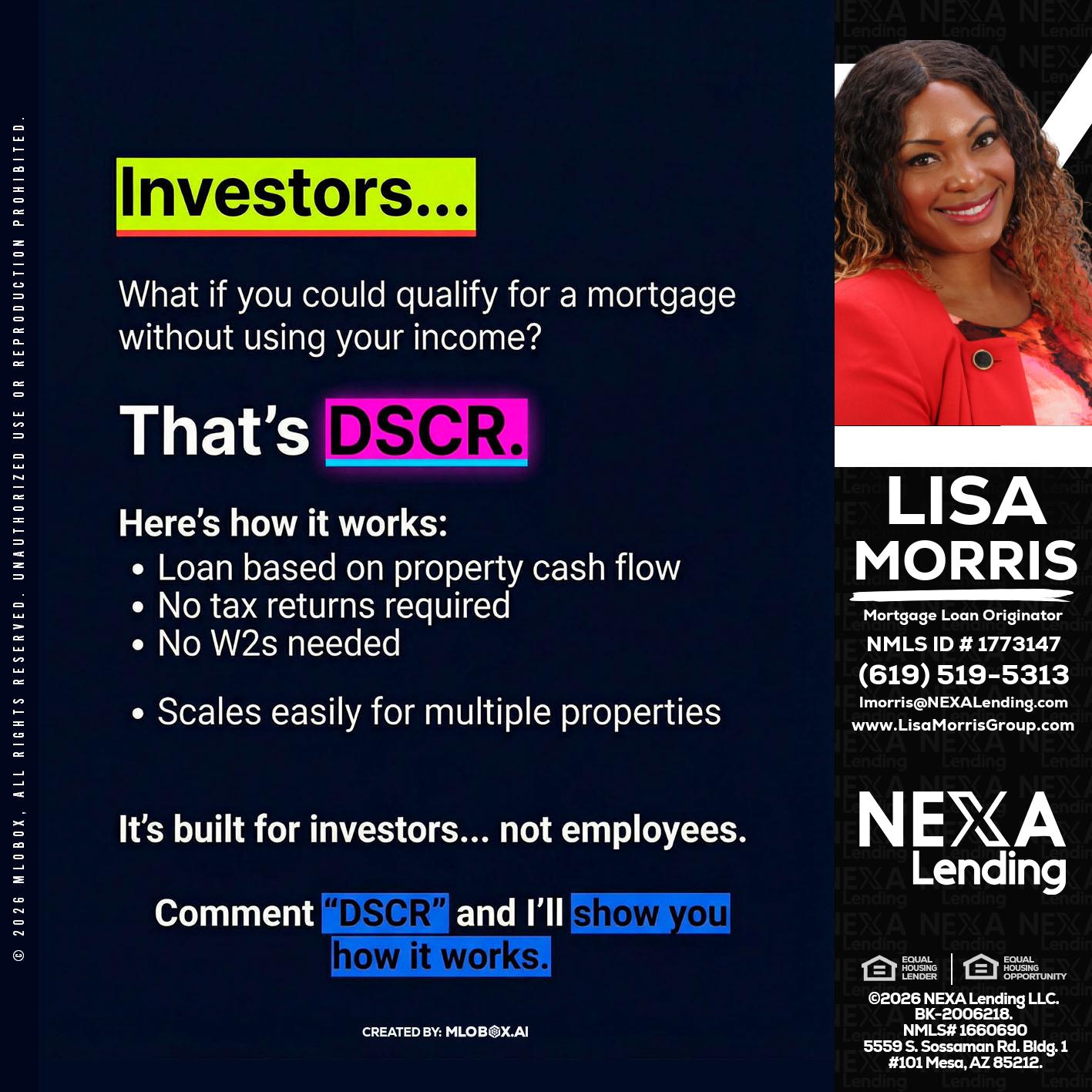 INVESTORS - Lisa Morris -Mortgage Loan Officer