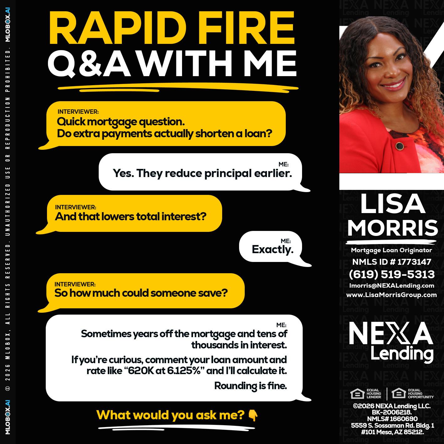 RAPID FIRE QA - Lisa Morris -Mortgage Loan Officer