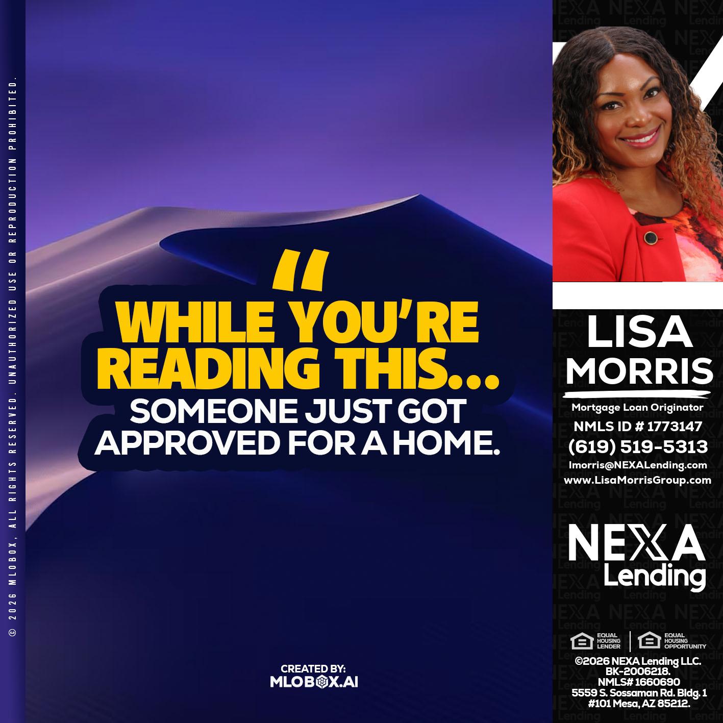 WHILE YOU - Lisa Morris -Mortgage Loan Officer
