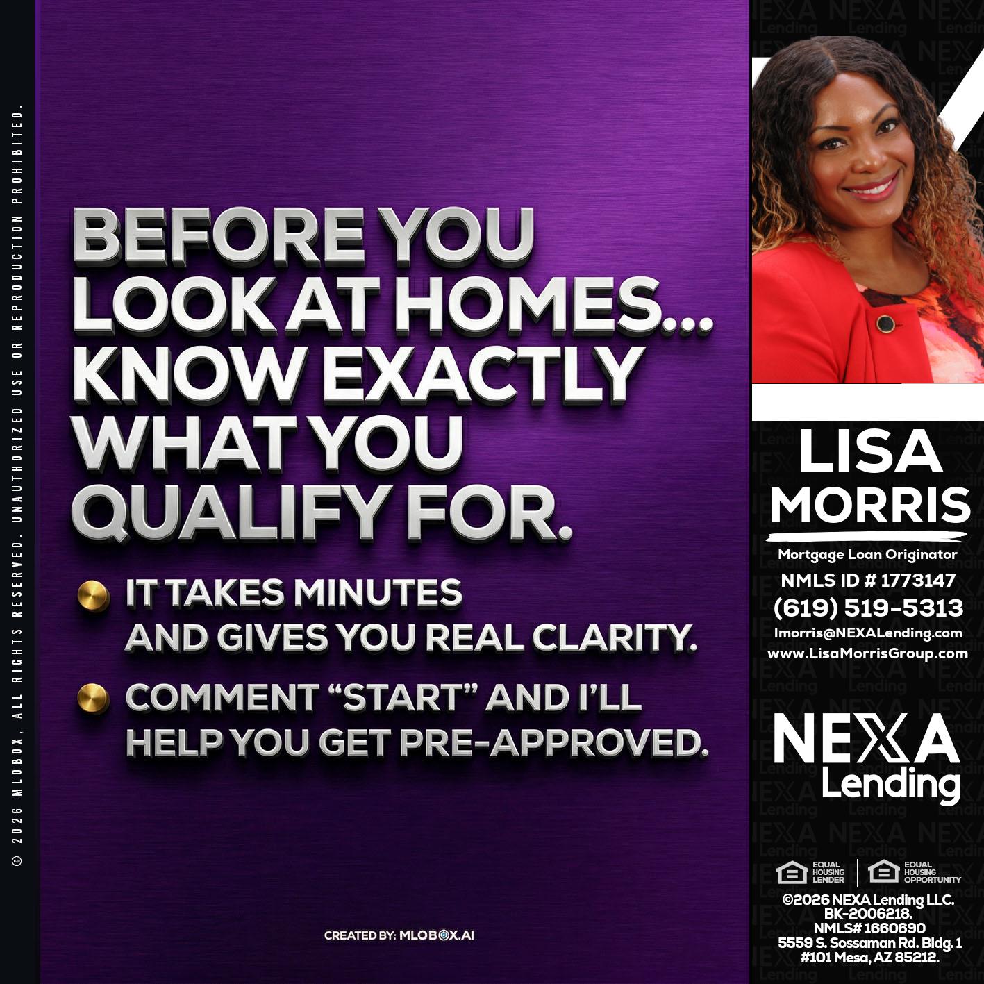 BEFORE YOU - Lisa Morris -Mortgage Loan Officer