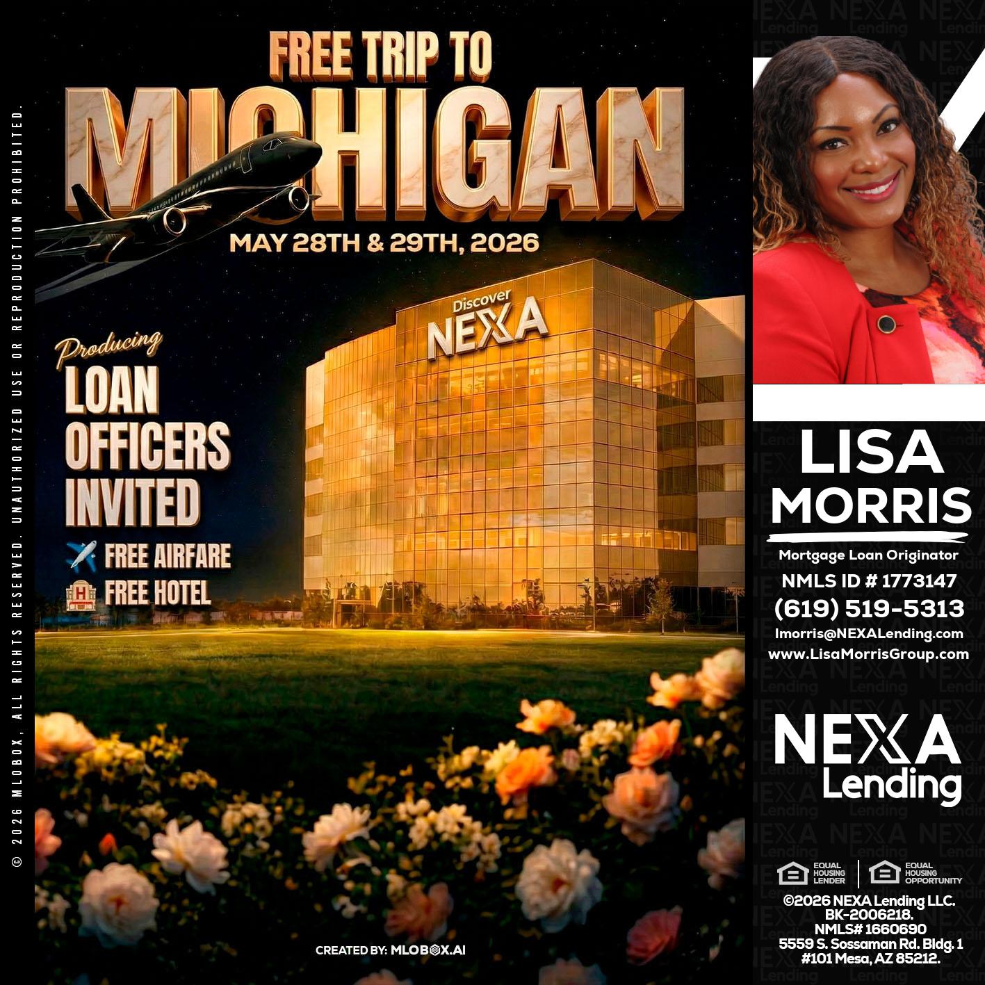 FREE TRIP TO MICHIGAN - Lisa Morris -Mortgage Loan Officer