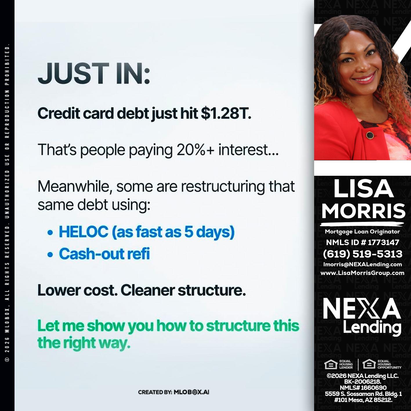 JUST IN - Lisa Morris -Mortgage Loan Officer