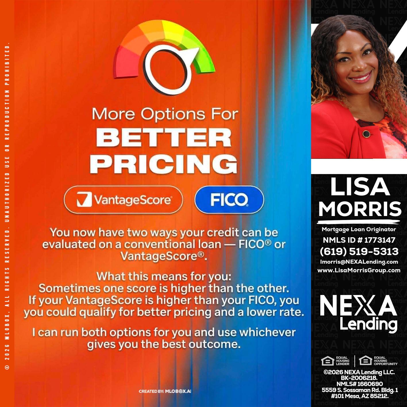 BETTER PRICING - Lisa Morris -Mortgage Loan Officer