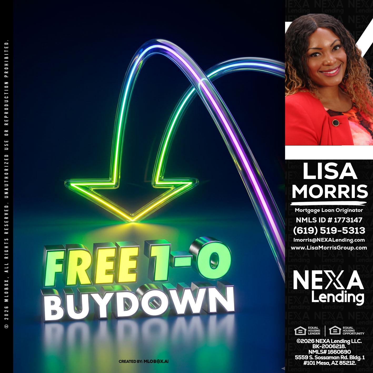 FREE 1-0 BUYDOWN - Lisa Morris -Mortgage Loan Officer