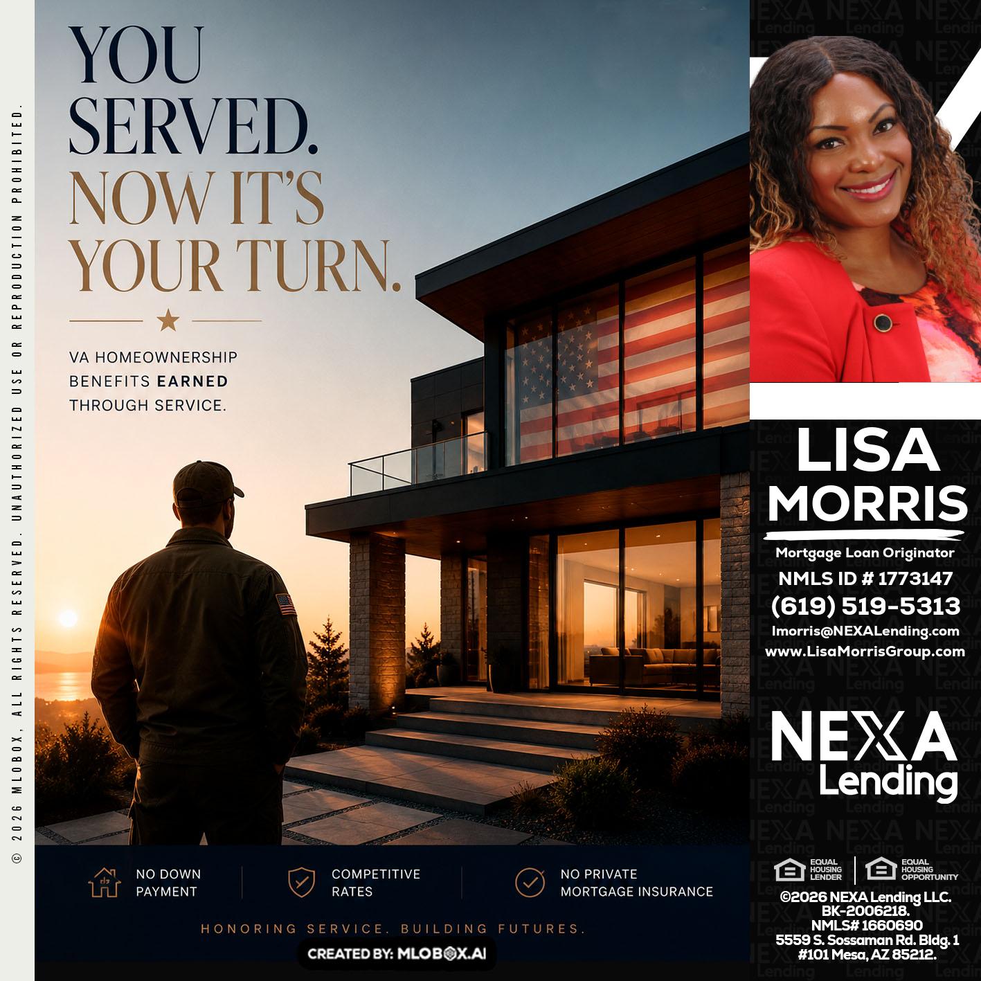 YOU SERVED - Lisa Morris -Mortgage Loan Officer