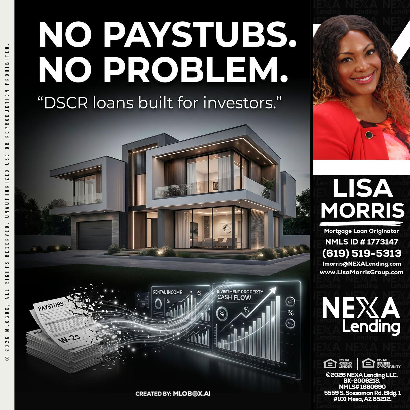 no paystub - Lisa Morris -Mortgage Loan Officer