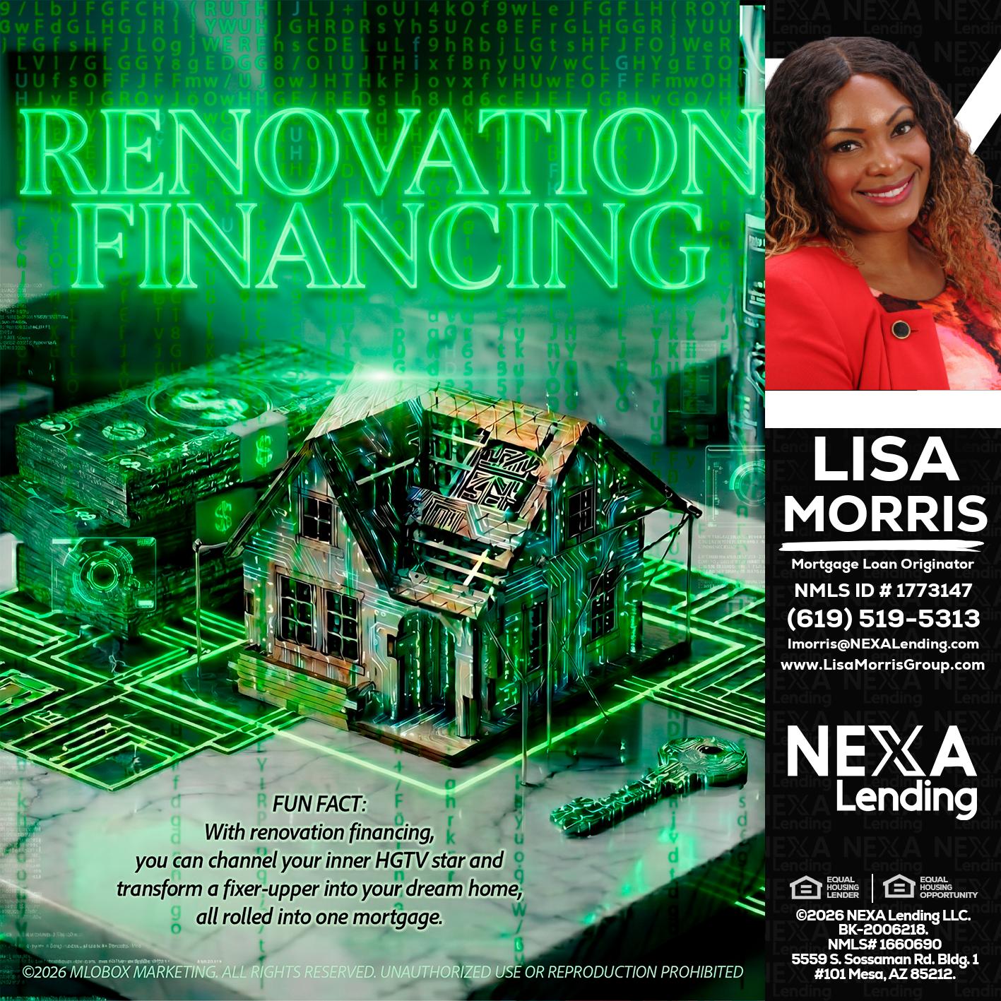RENOVATION FINANCING - Lisa Morris -Mortgage Loan Officer