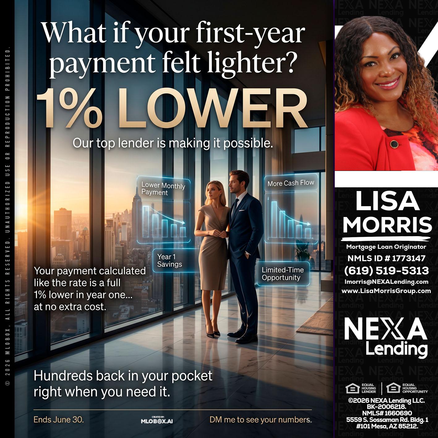 1% LOWER - Lisa Morris -Mortgage Loan Officer