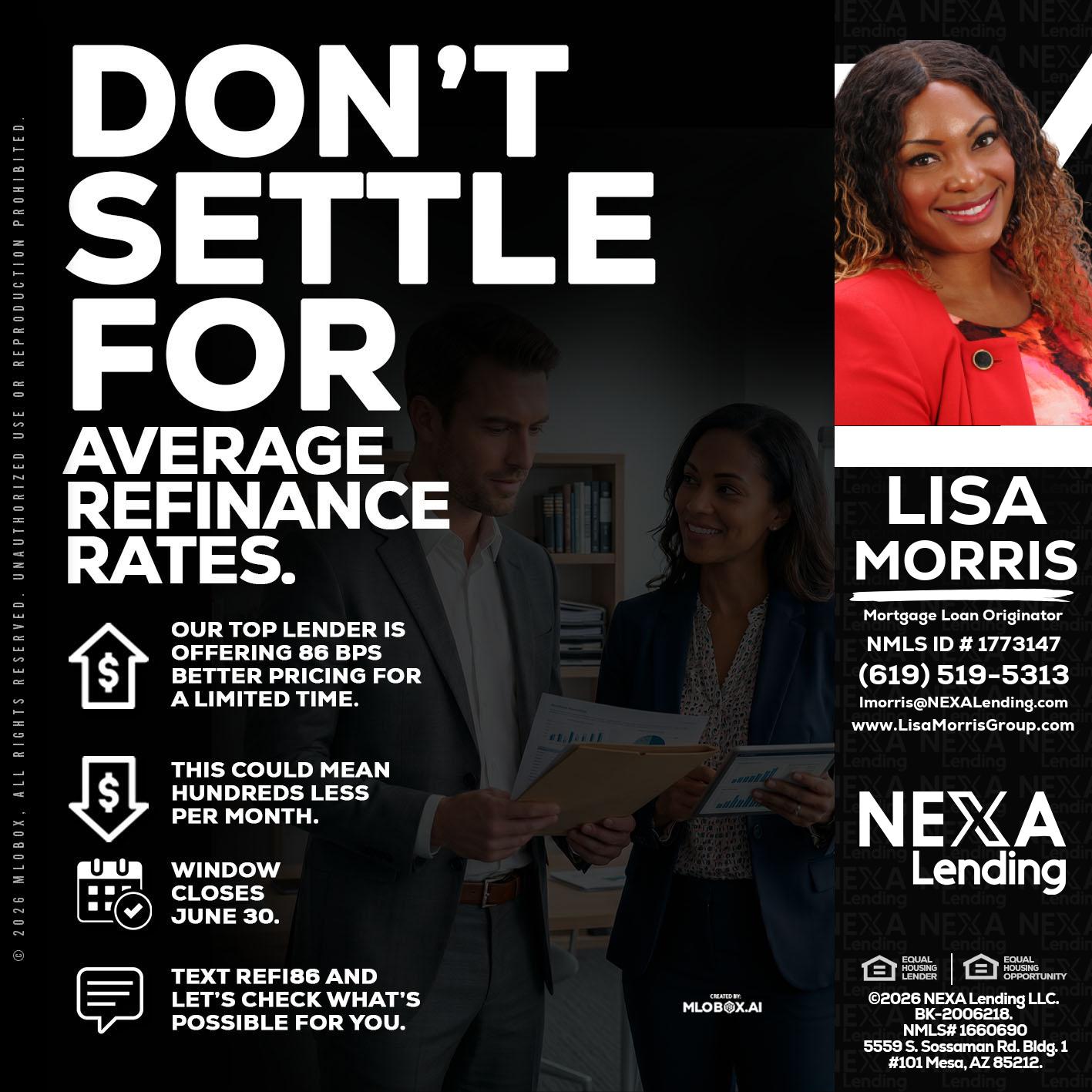 dont settle - Lisa Morris -Mortgage Loan Officer