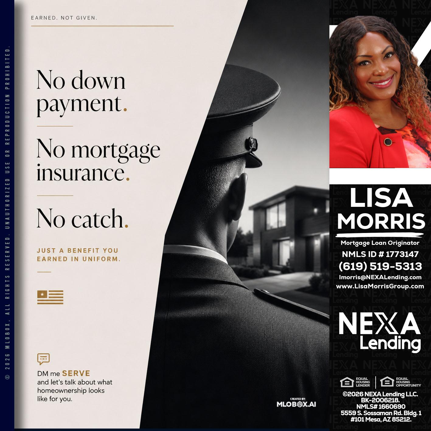 NO DOWN PAYMENT - Lisa Morris -Mortgage Loan Officer