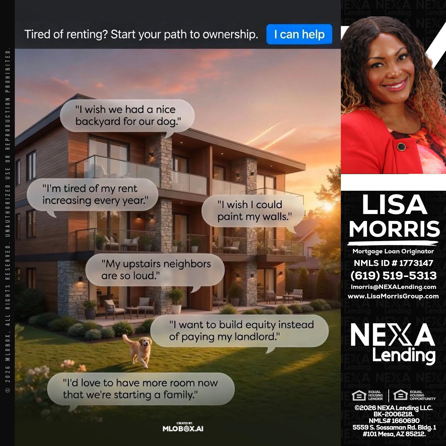 TIRED OF RENTING - Lisa Morris -Mortgage Loan Officer