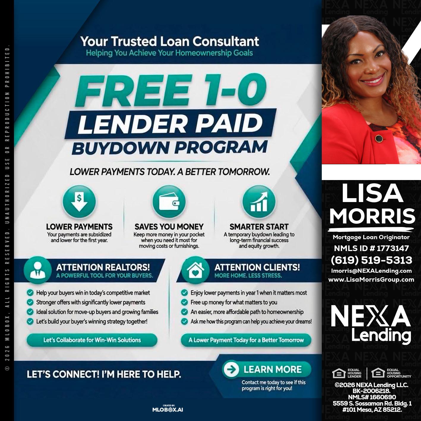 FREE 1-0 - Lisa Morris -Mortgage Loan Officer
