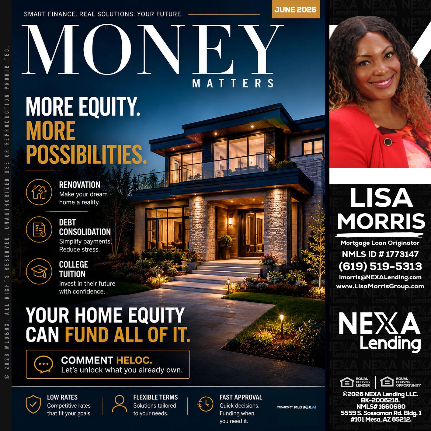 MONEY MATTERS - Lisa Morris -Mortgage Loan Officer