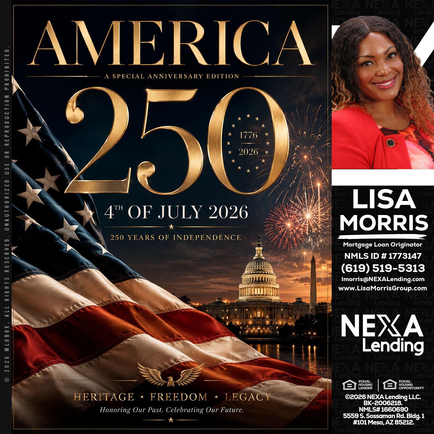 AMERICA 250 TH - Lisa Morris -Mortgage Loan Officer