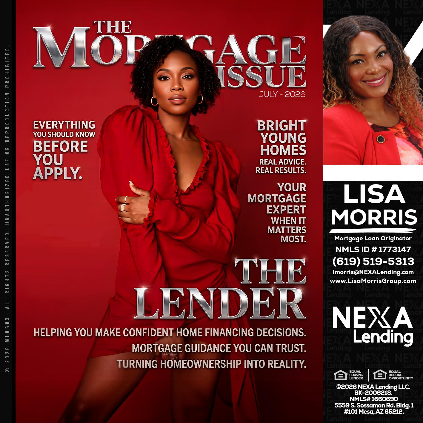 THE MORTGAGE ISSUE JULY - Lisa Morris -Mortgage Loan Officer
