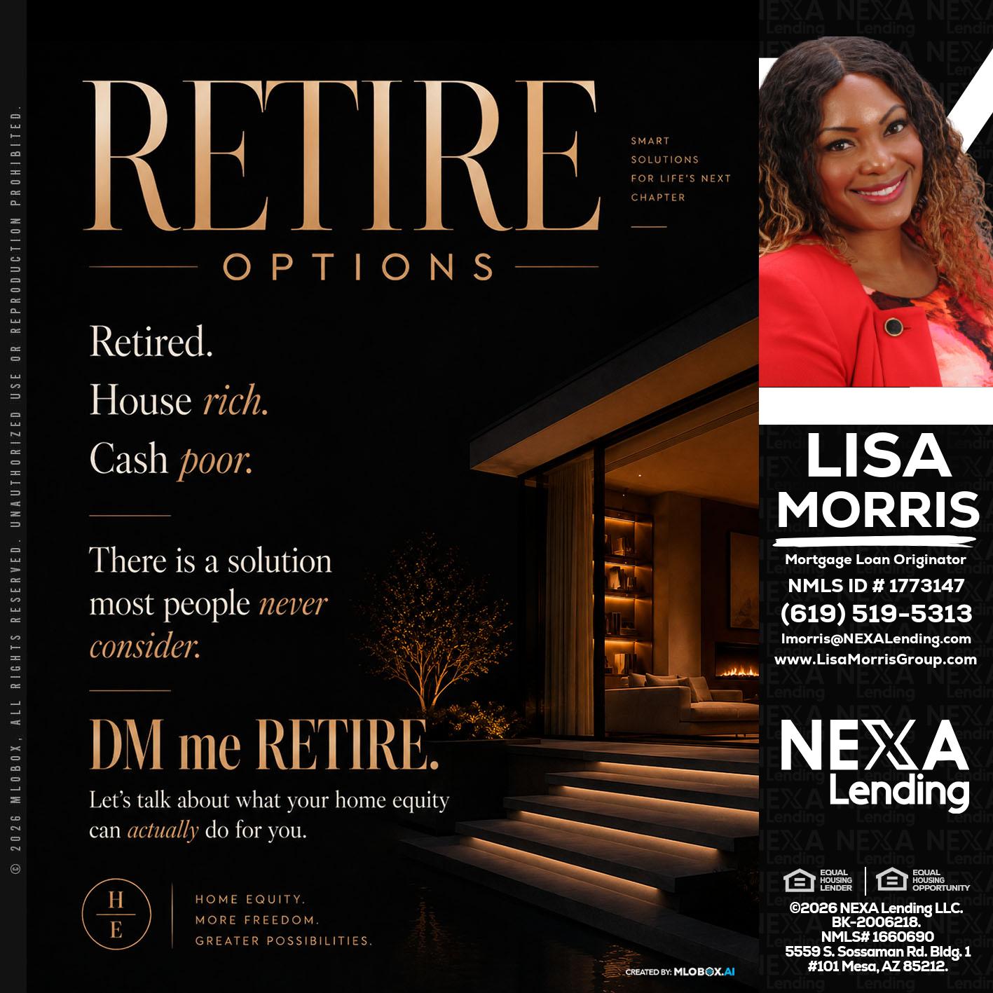 RETIRE LOANS - Lisa Morris -Mortgage Loan Officer