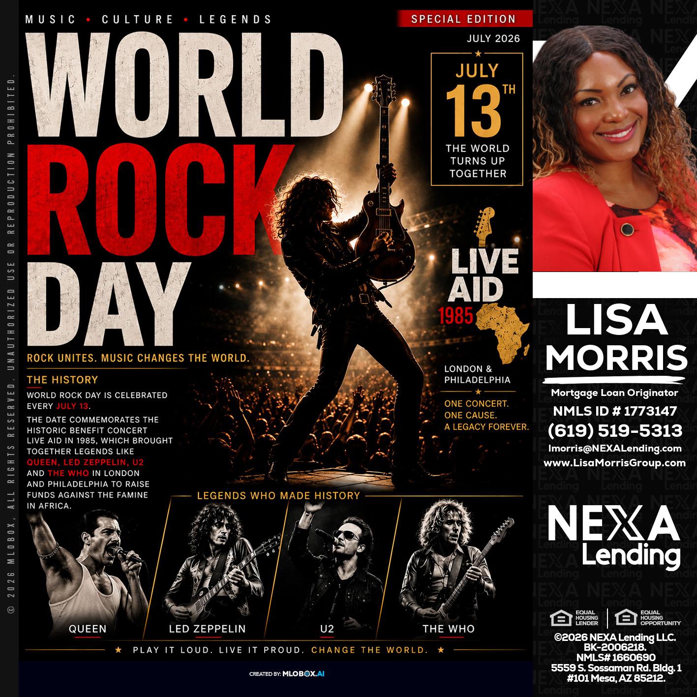 WORLD ROCK MUSIC DAY - Lisa Morris -Mortgage Loan Officer