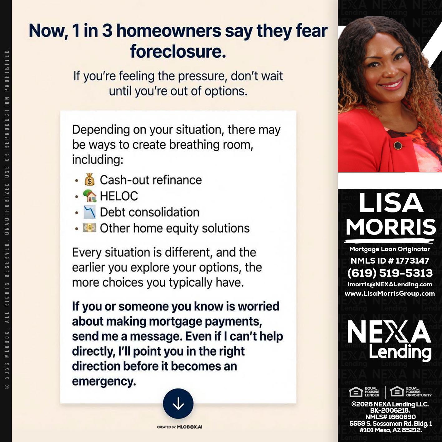 NOW, 1 IN 3 - Lisa Morris -Mortgage Loan Officer