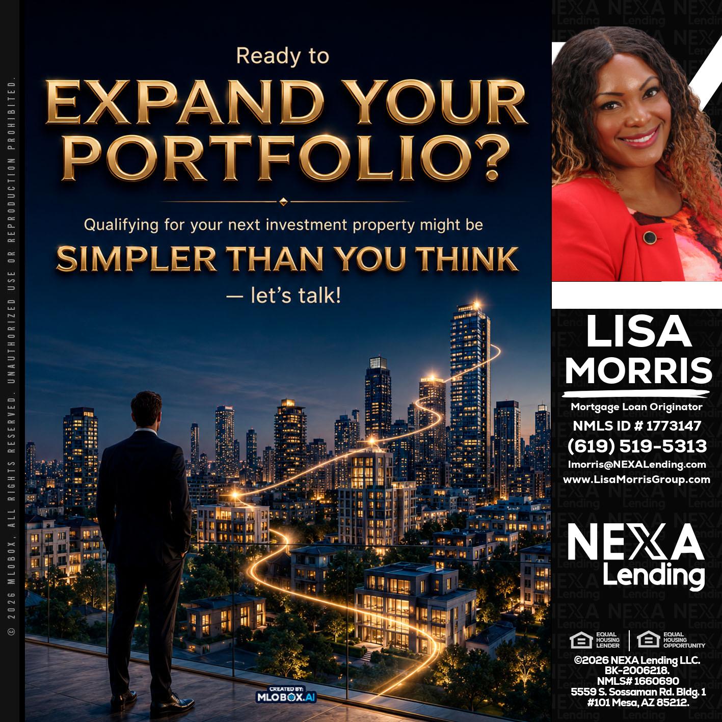 expand you portfolio - Lisa Morris -Mortgage Loan Officer