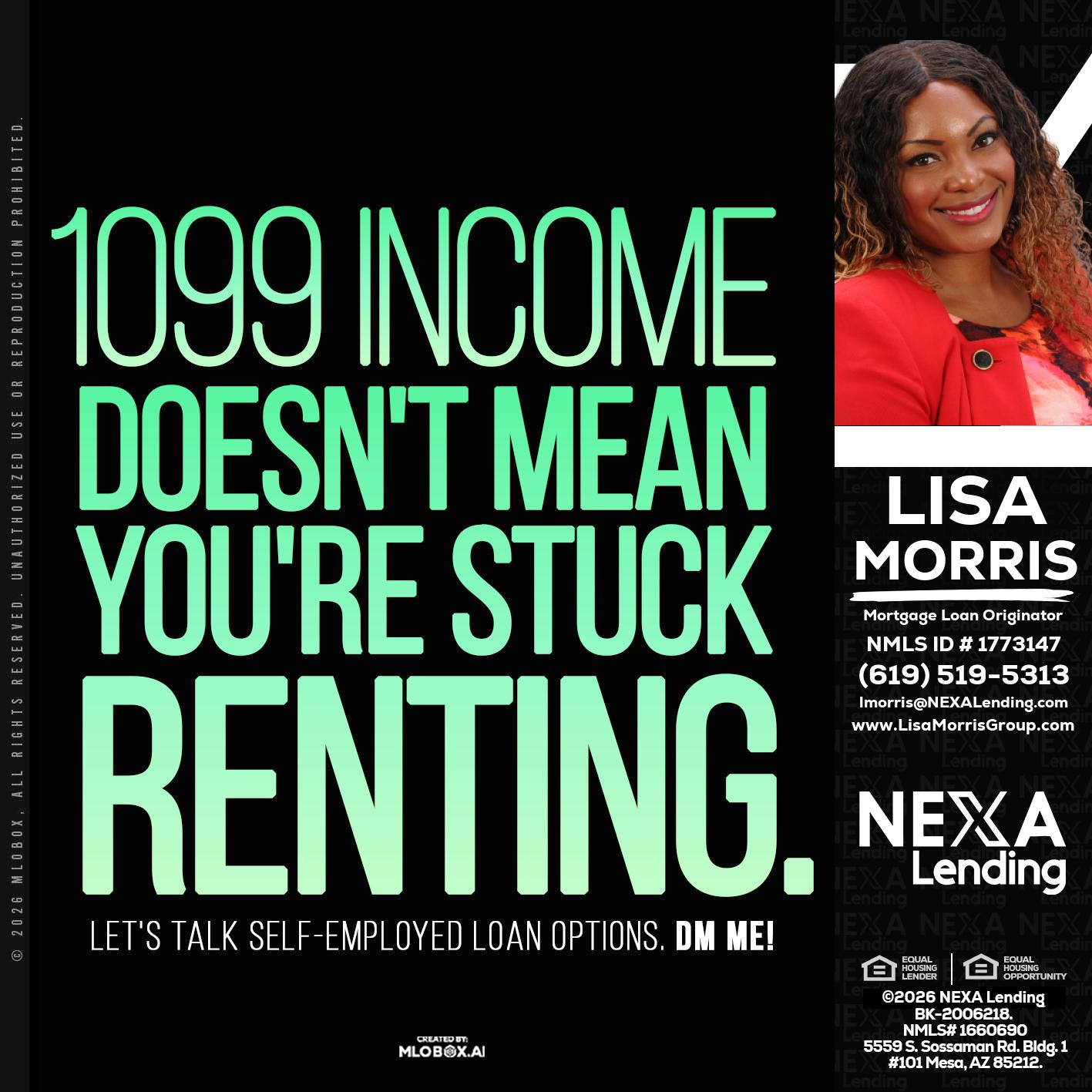 1099 income - Lisa Morris -Mortgage Loan Officer