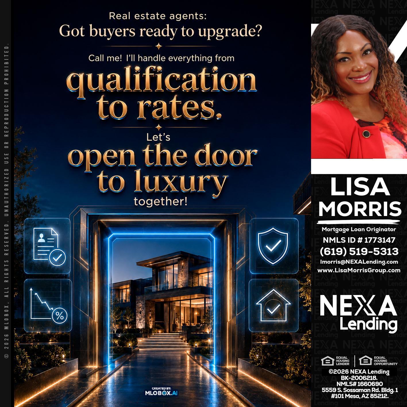 QUALIFICATION TO RATES - Lisa Morris -Mortgage Loan Officer